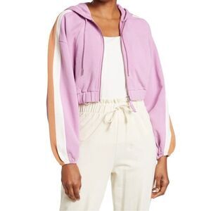 LSPACE Big League Colorblock Crop Hoodie Track Jacket Sporty Active Small NWT